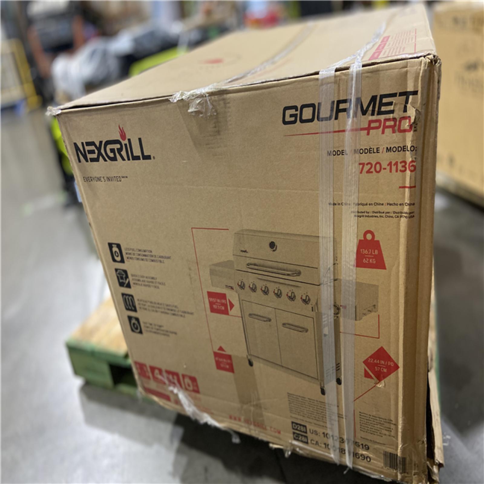 DALLAS LOCATION - Nexgrill Gourmet Pro 6-Burner Stainless Steel Propane Gas Grill with Searing Side Burner and Griddle Max Insert