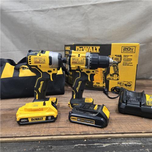 AS-IS Dewalt DCK225D2 20V MAX ATOMIC Brushless Compact Lithium-Ion 1/2 in. Cordless Drill Driver and 1/4 in. Impact Driver Combo Kit with 2 Batteries 2 Ah