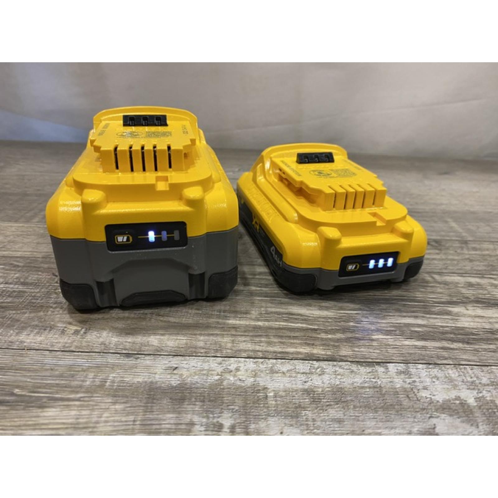 AS-IS DEWALT 20V XR Lithium-Ion Starter Pack with 8.0 Ah and 4.0 Ah Battery Packs and Charger