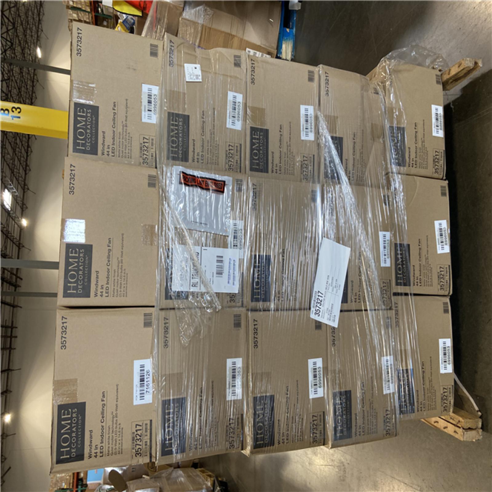 DALLAS LOCATION -  Home Decorators Collection Windward 44 in. LED Indoor Matte White Ceiling Fan with Light Kit (30 UNITS)