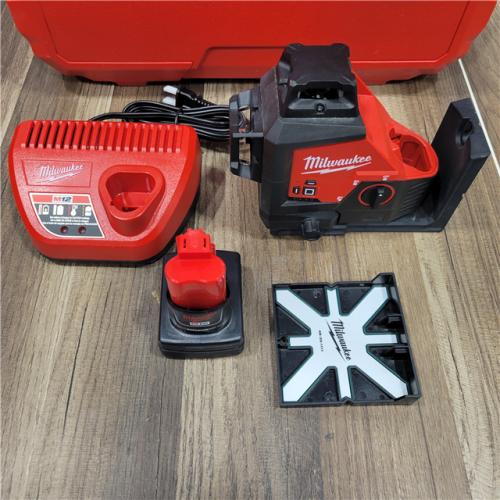 AS-IS Milwaukee-3632-21 M12 Green Beam Laser 360Â° 3-Plane Kit