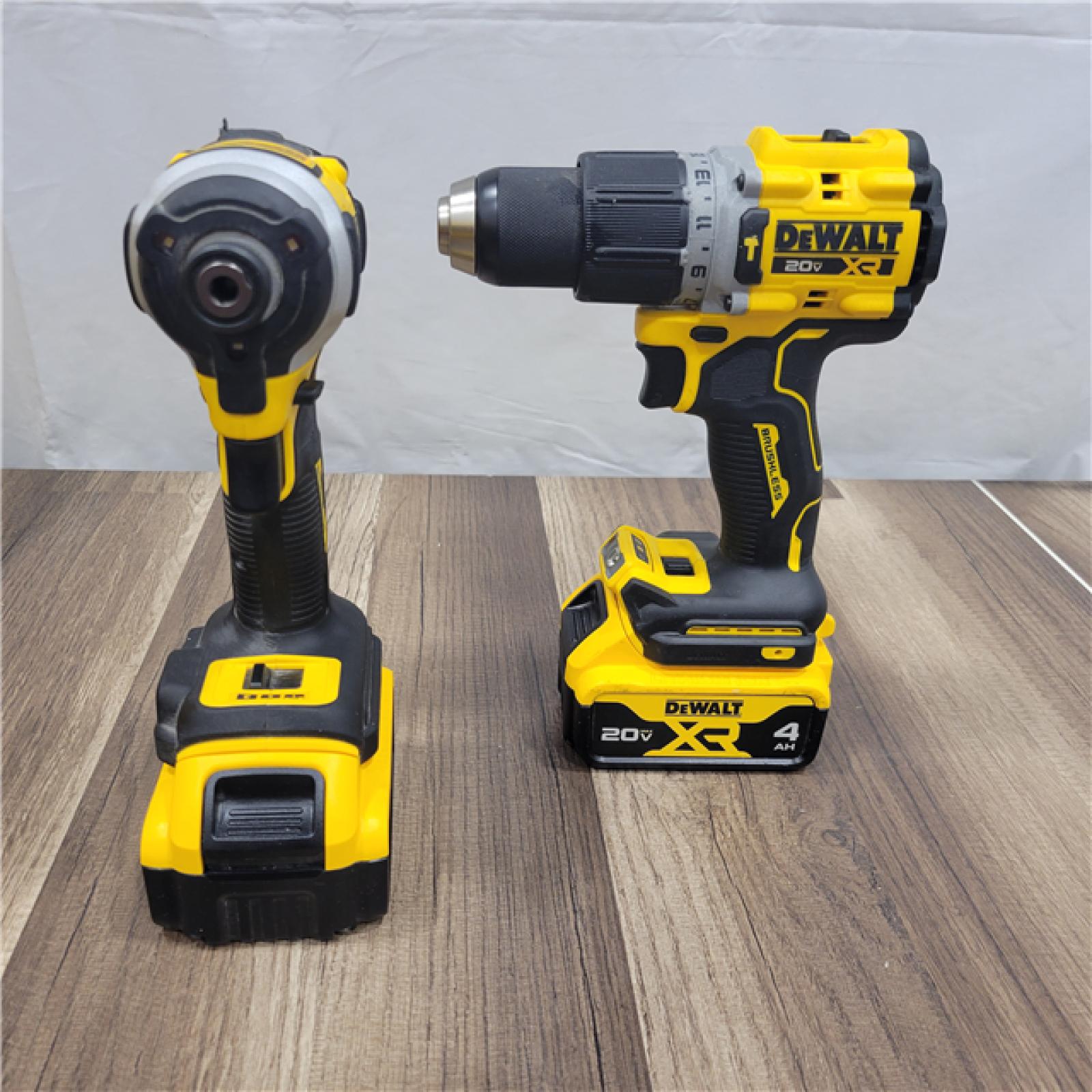 AS-IS DEWALT 20V MAX XR Hammer Drill and ATOMIC Impact Driver 2 Tool Cordless Combo Kit with (2) 4.0Ah Batteries, Charger, and Bag