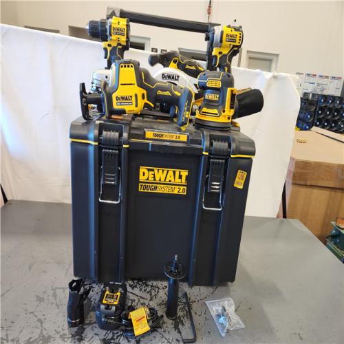 AS-IS- DEWALT 20V Lithium-Ion Cordless 6-Tool Combo Kit with 5.0 Ah and 2.0 Ah Batteries  Charger and Tough System 2.0 Rolling Toolbox