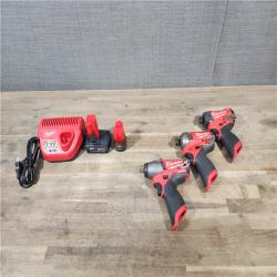 HOUSTON LOCATION - AS-IS MILWAUKEE 3 TOOL COMBO KIT W/ (2) BATTERY & CHARGER