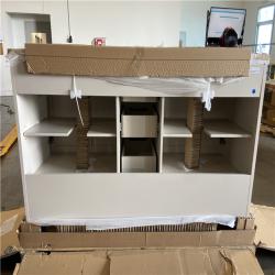 DALLAS LOCATION - Glacier Bay Tobana 60 in. Double Sink Beige Bath Vanity with White Engineered Marble Top (Assembled)