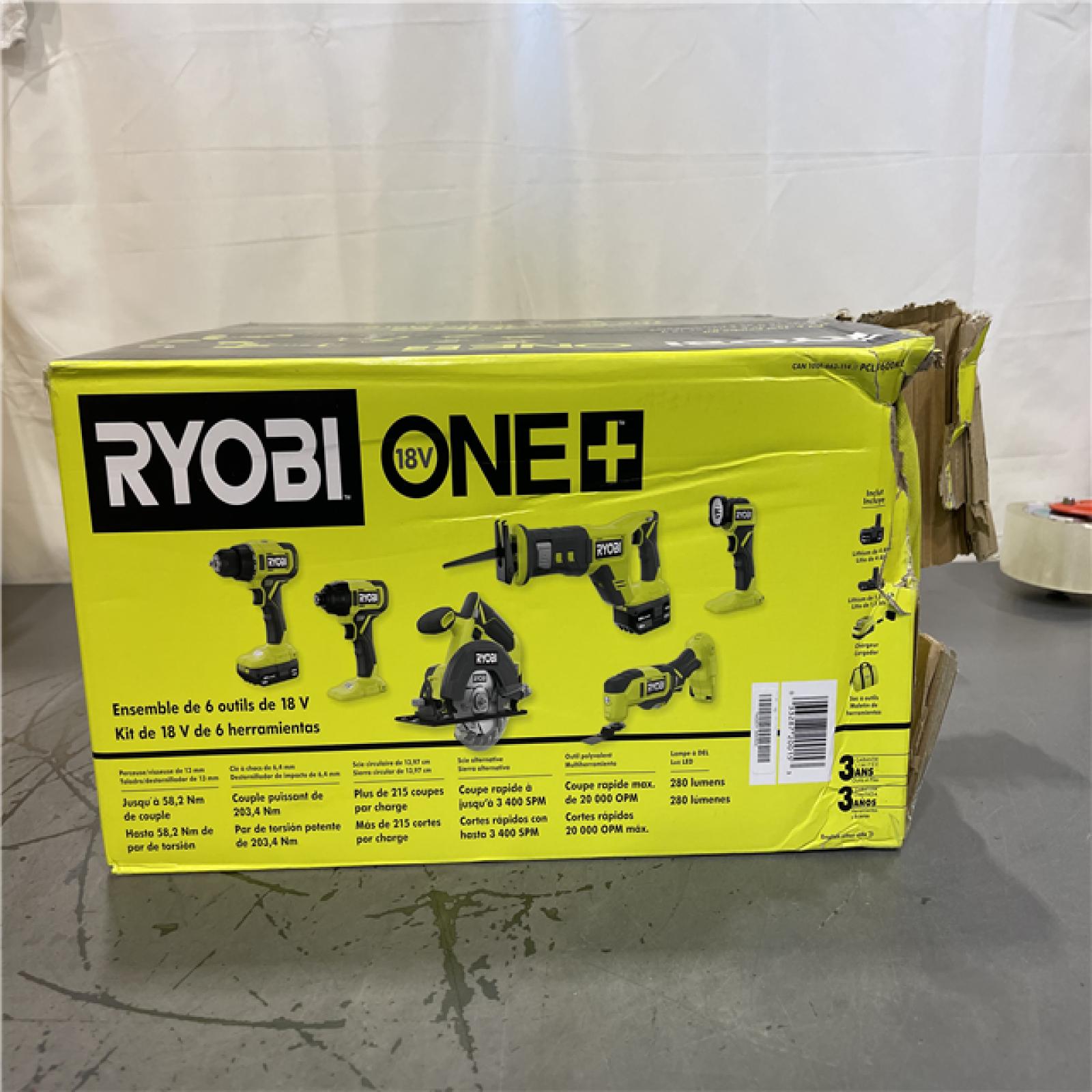 NEW! - RYOBI ONE+ 18V Cordless 6-Tool Combo Kit with 1.5 Ah Battery  4.0 Ah Battery  and Charger