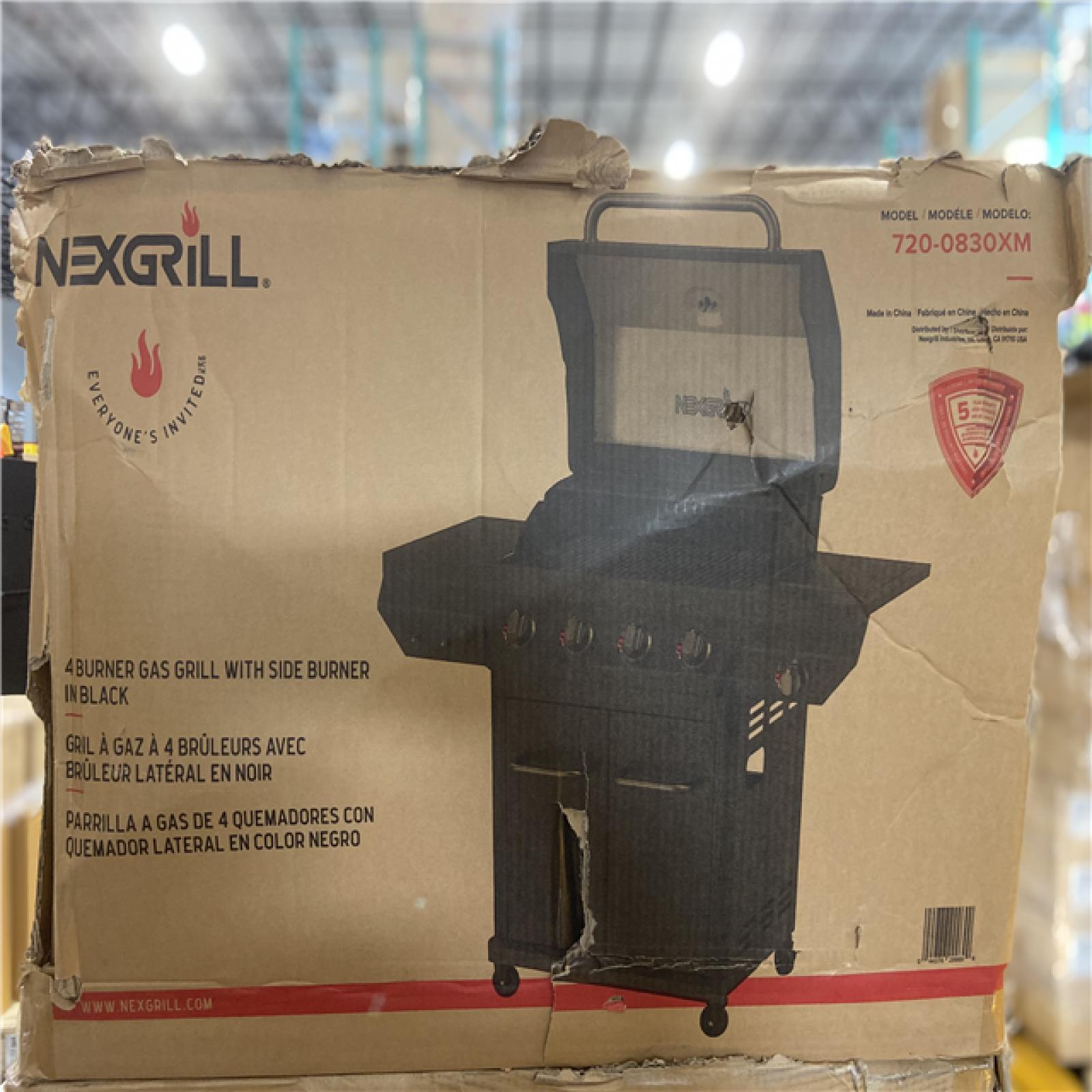 DALLAS LOCATION - Nexgrill 4 Burner with Side Burner Propane Gas Grill in Black