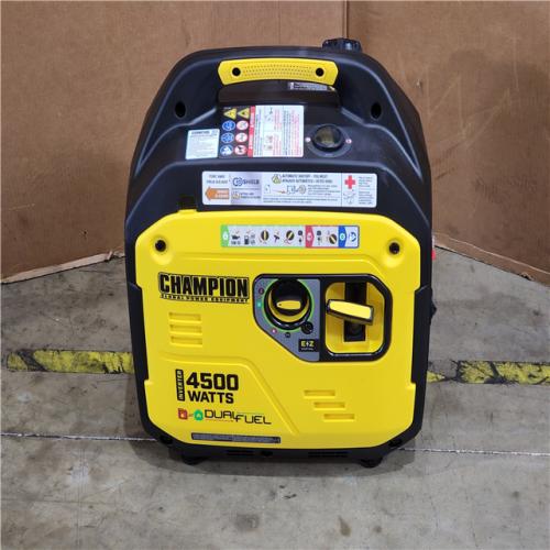 HOUSTON LOCATION - AS-IS (APPEARS LIKE NEW) CHAMPION 4500/3500-Watt Electric Start Gasoline/Propane Powered Dual Fuel Inverter Generator with Quiet Technology and CO Shield