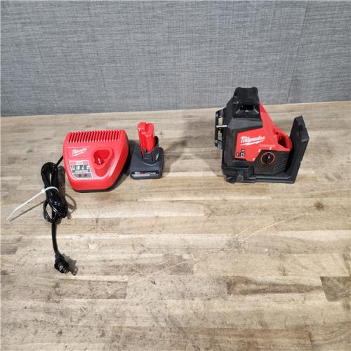 HOUSTON LOCATION - AS-IS Milwaukee 12-Volt Lithium-Ion Cordless Green 250 ft. 3-Plane Laser Level Kit