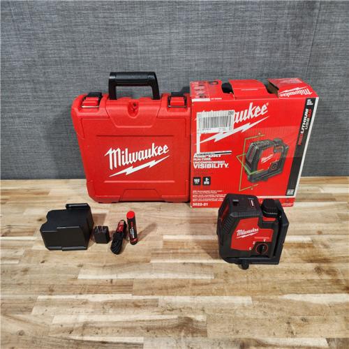 HOUSTON LOCATION - AS-IS (APPEARS LIKE NEW) Milwaukee Green 100 ft. Cross Line and Plumb Points Rechargeable Laser Level with REDLITHIUM Lithium-Ion