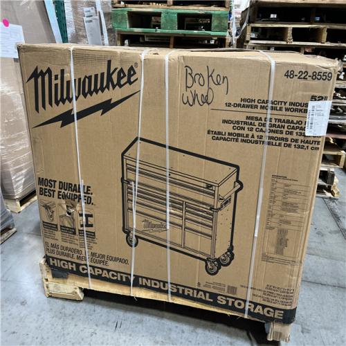 DALLAS LOCATION- AS-IS  Milwaukee Tool Storage 52 in. W x 22 in. D Heavy Duty Red Mobile Workbench Cabinet
