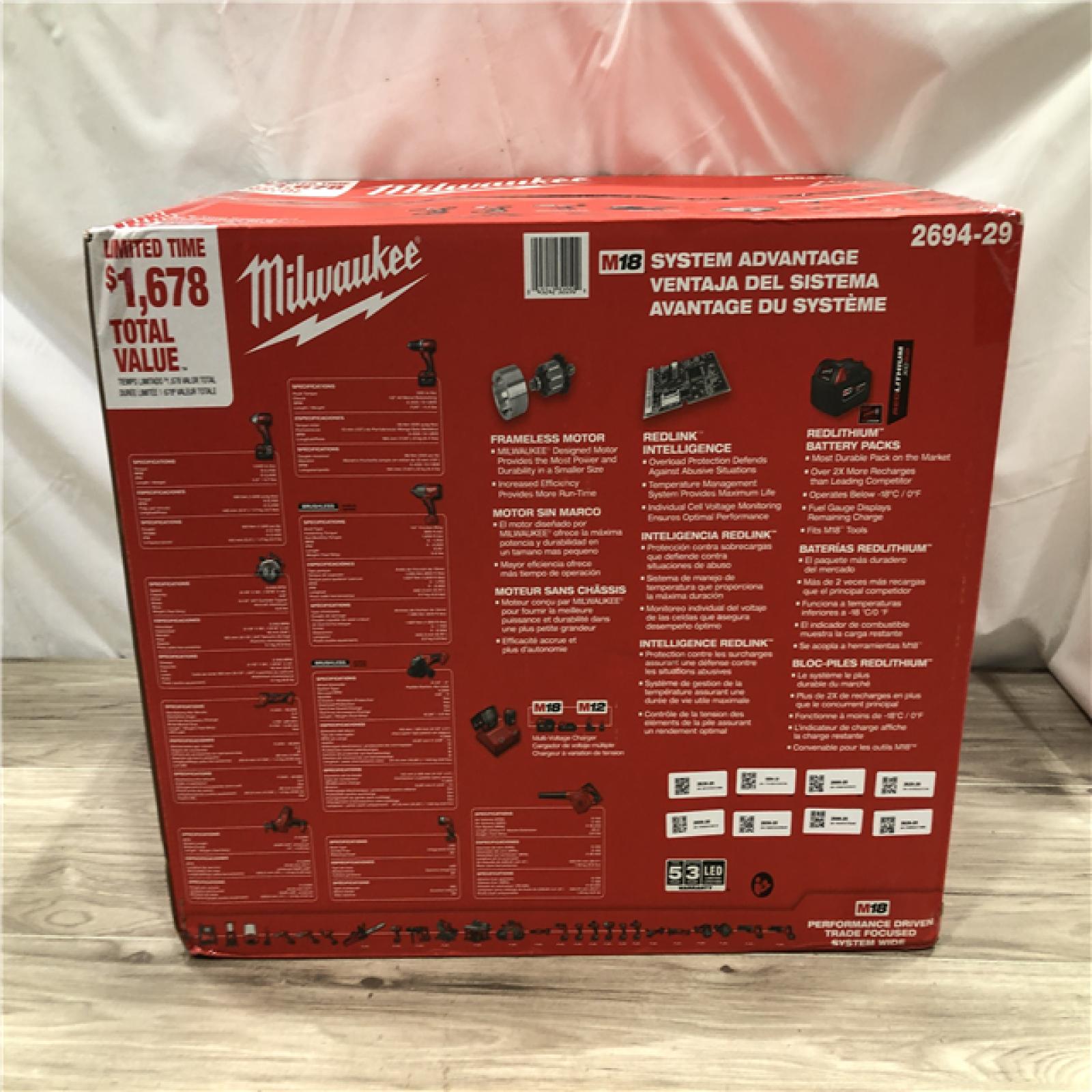 NEW! - Milwaukee M18 18V Lithium-Ion Cordless Combo Kit (9-Tool)