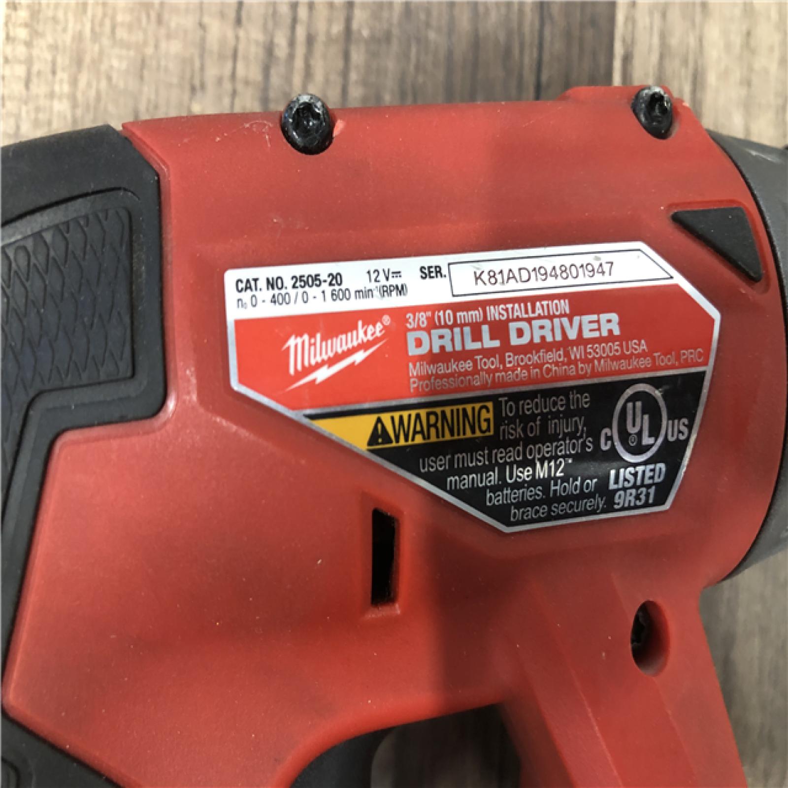 AS-IS Milwaukee FUEL 12V Lithium-Ion Brushless Cordless 4-in-1 Installation 3/8 in. Drill Driver with 4 Tool Head (Tool-Only)