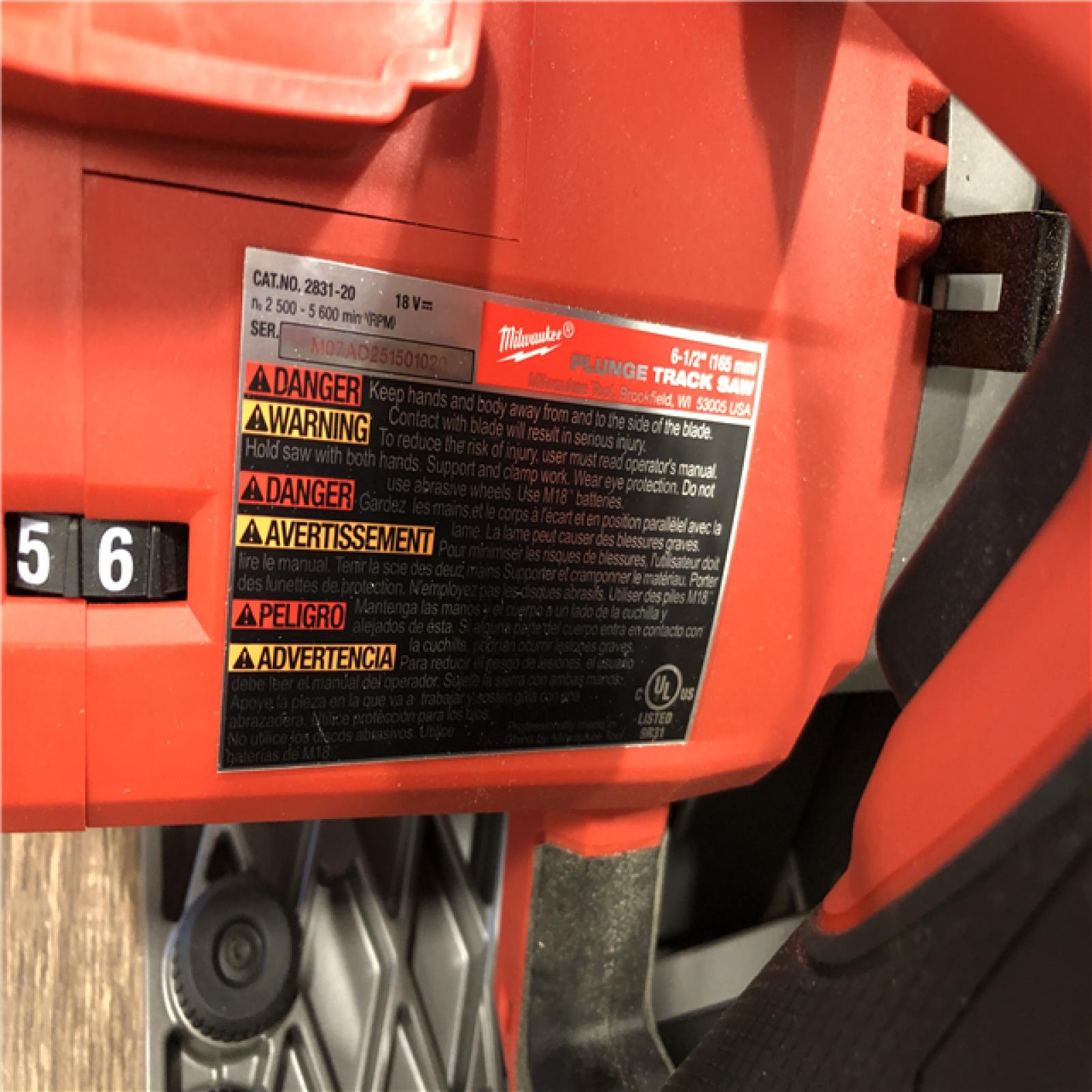 AS-IS Milwaukee FUEL 18V Lithium-Ion Cordless Brushless 6-1/2 in. Plunge Cut Track Saw (Tool-Only)