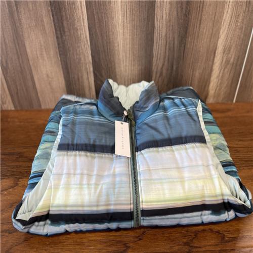 NEW! parke & ronen Danube Teal Printed Quilted Vest SZ M