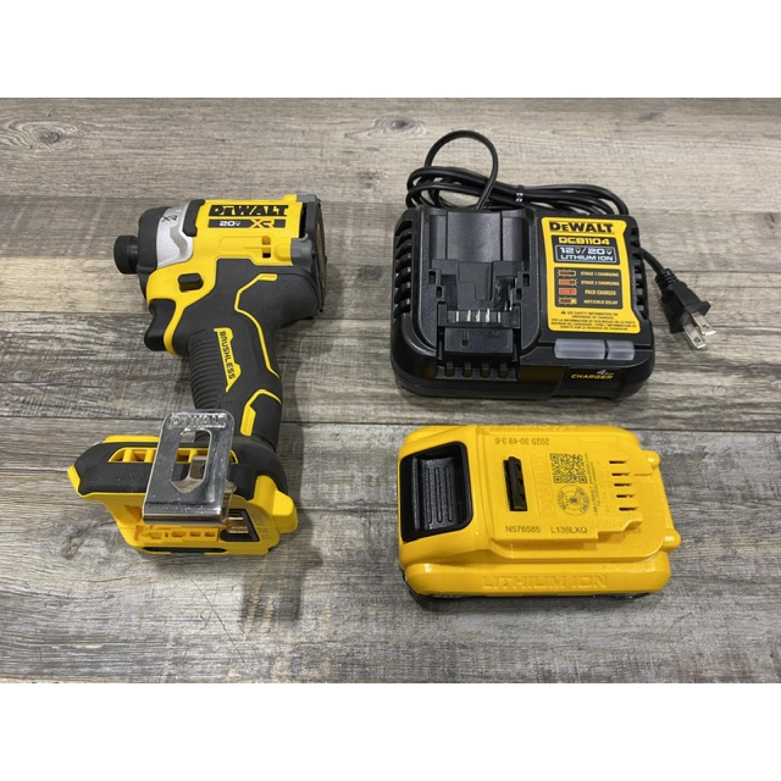 AS-IS DEWALT 20V MAX XR Lithium-Ion Brushless Cordless 3-Speed High Torque 1/4 in. Impact Driver Kit