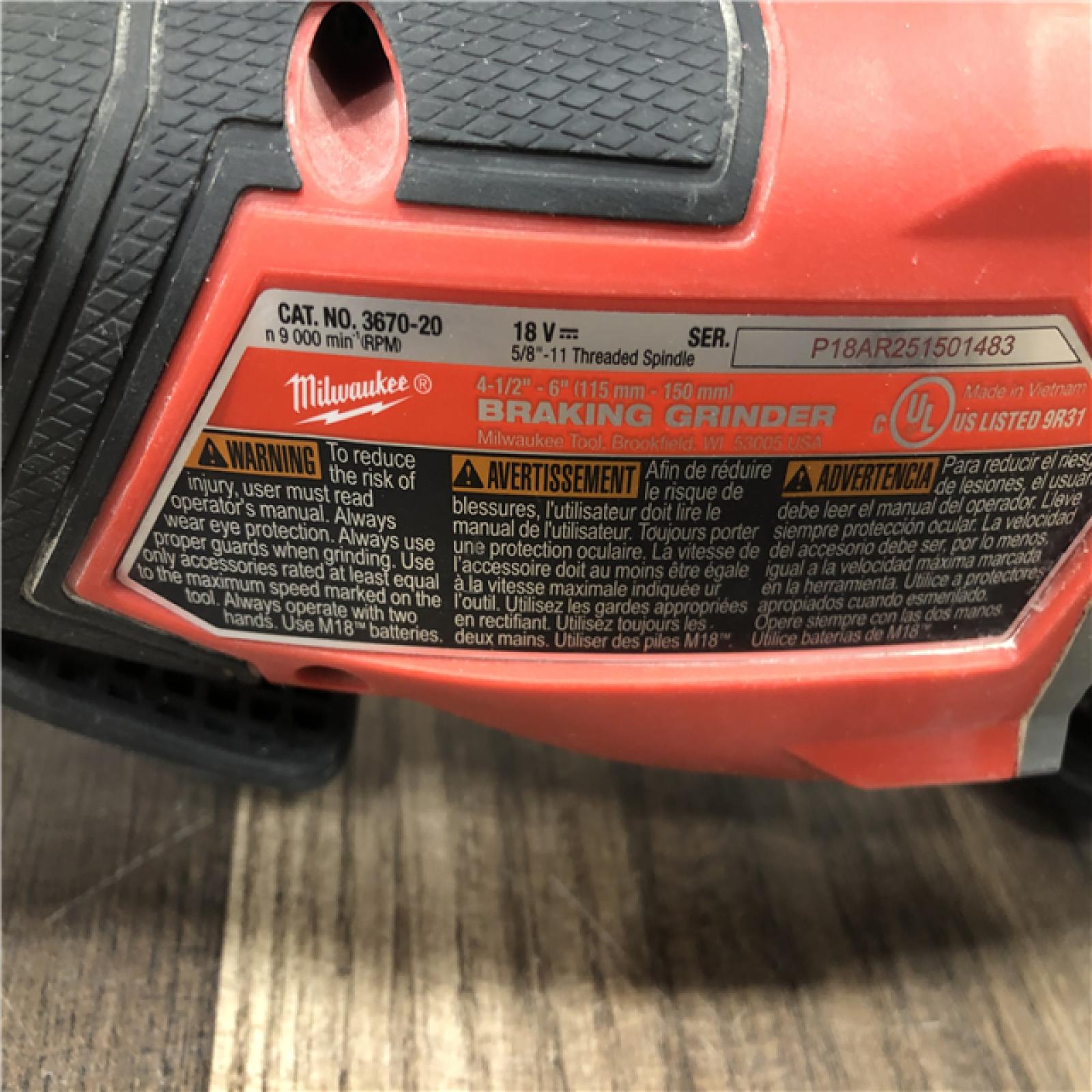 AS-IS Milwaukee M18 FUEL 18-Volt Lithium-Ion Brushless Cordless 4-1/2 in./6 in. Braking Grinder with Paddle Switch (Tool-Only)