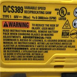AS-IS DEWALT FLEXVOLT 60V MAX Cordless Brushless Reciprocating Saw (Tool Only)