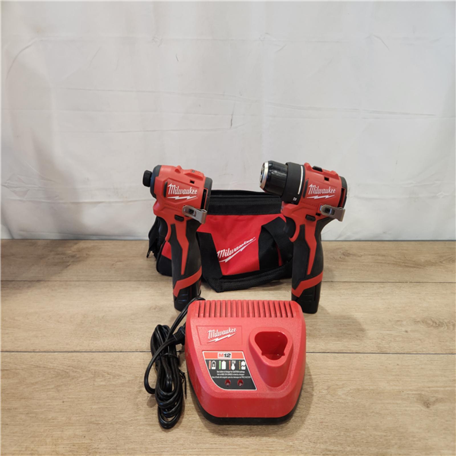 AS-IS- M12 12-Volt Lithium-Ion Brushless Cordless Subcompact Drill and Impact Driver Combo Kit W/2 Batteries and Bag (2-Tool)