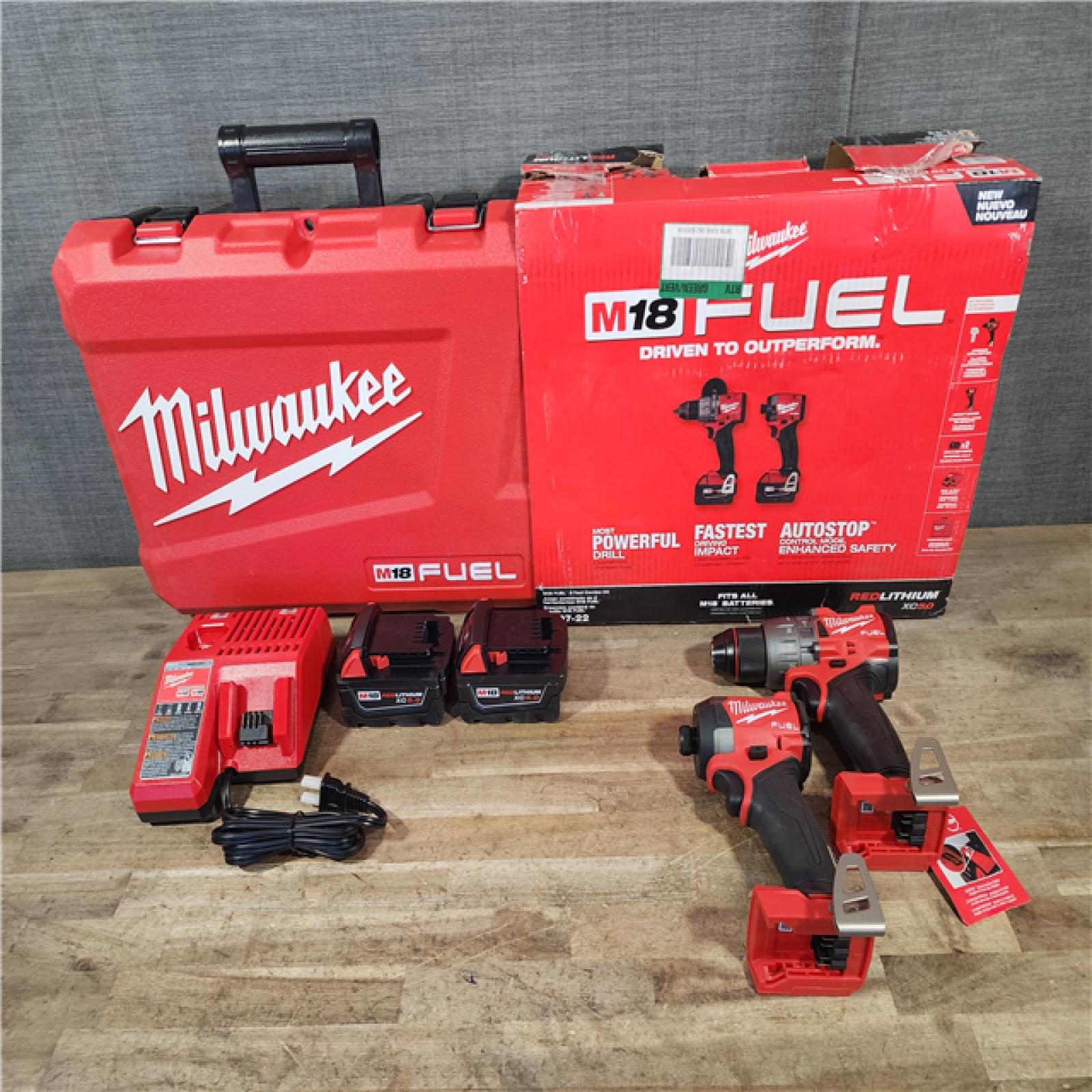 HOUSTON LOCATION - AS-IS (APPEARS LIKE NEW) Milwaukee FUEL 18V Lithium-Ion Brushless Cordless Hammer Drill and Impact Driver Combo Kit