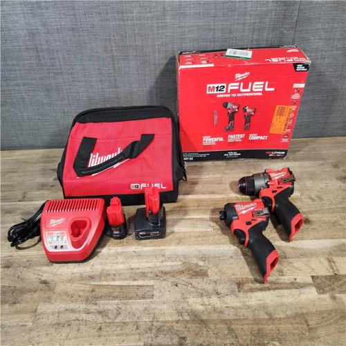 HOUSTON LOCATION - AS-IS (APPEARS LIKE NEW) Milwaukee FUEL 12-Volt Lithium-Ion Brushless Cordless Hammer Drill and Impact Driver Combo Kit