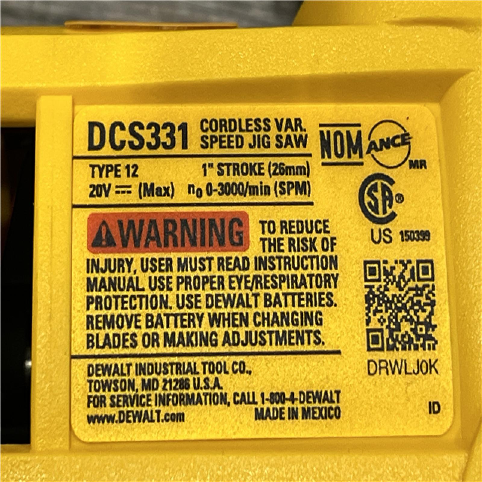 AS-IS DEWALT 20V MAX Cordless Jig Saw (Tool Only)