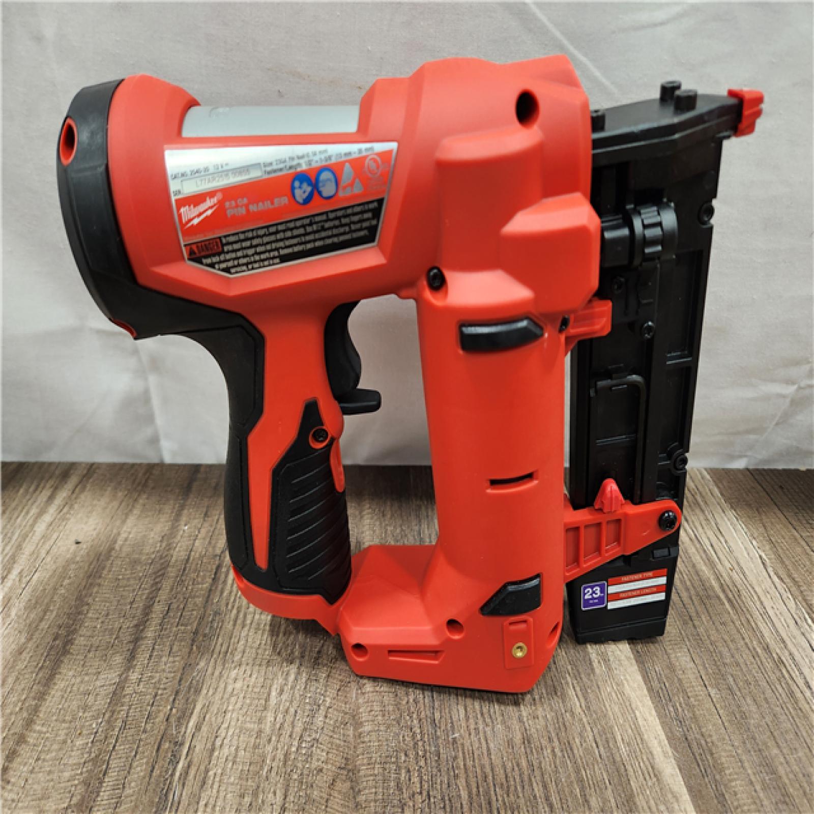 AS-IS- MILWAUKEE M12 23 GAUGE PIN NAILER (TOOL ONLY)