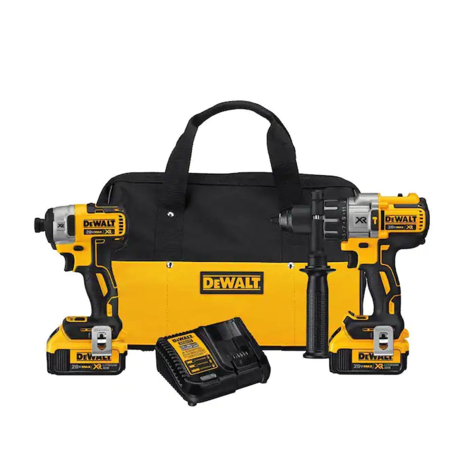 NEW! - DEWALT 20V MAX XR Cordless Brushless Hammer Drill/Impact 2 Tool Combo Kit with (2) 20V 4.0Ah Batteries and Charger
