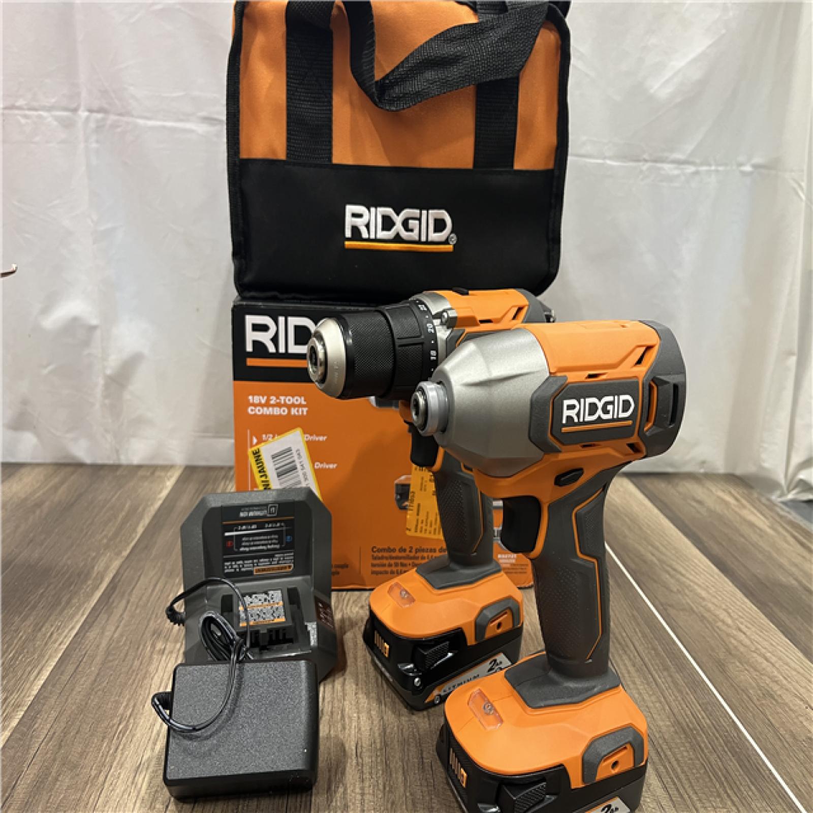 GOOD RIDGID 18v 2 Tool Combo Kit 1/2 Drill/Driver 1/4 Impact Driver