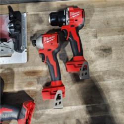 HOUSTON LOCATION - AS-IS Milwaukee M18 18-Volt Lithium-Ion Brushless Cordless Combo Kit (4-Tool) with 2-Batteries  1-Charger and Tool Bag