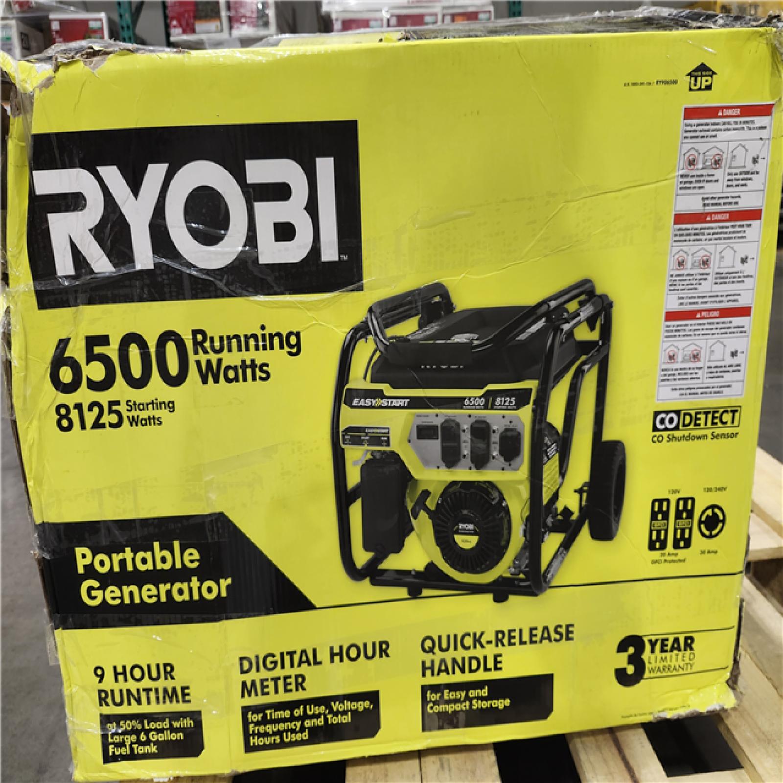 Dallas Location - As-Is RYOBI 8125-Watt Gasoline Powered Portable Generator