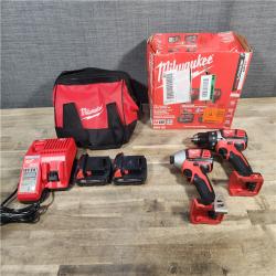 HOUSTON LOCATION - AS-IS Milwaukee 18V Cordless Brushed 2 Tool Drill/Driver and Impact Driver Kit
