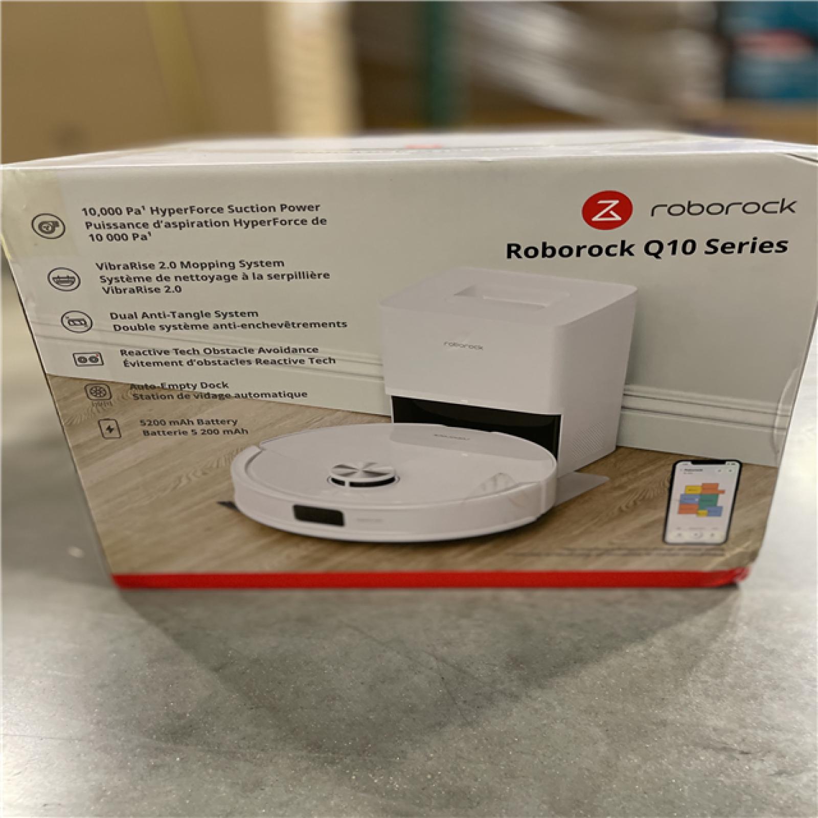 NEW! - Roborock Q10 VFS+ 13. 9 in. Robotic Vacuum and Mop with Smart Navigation Auto Lifting Mop Multi-Surface in White