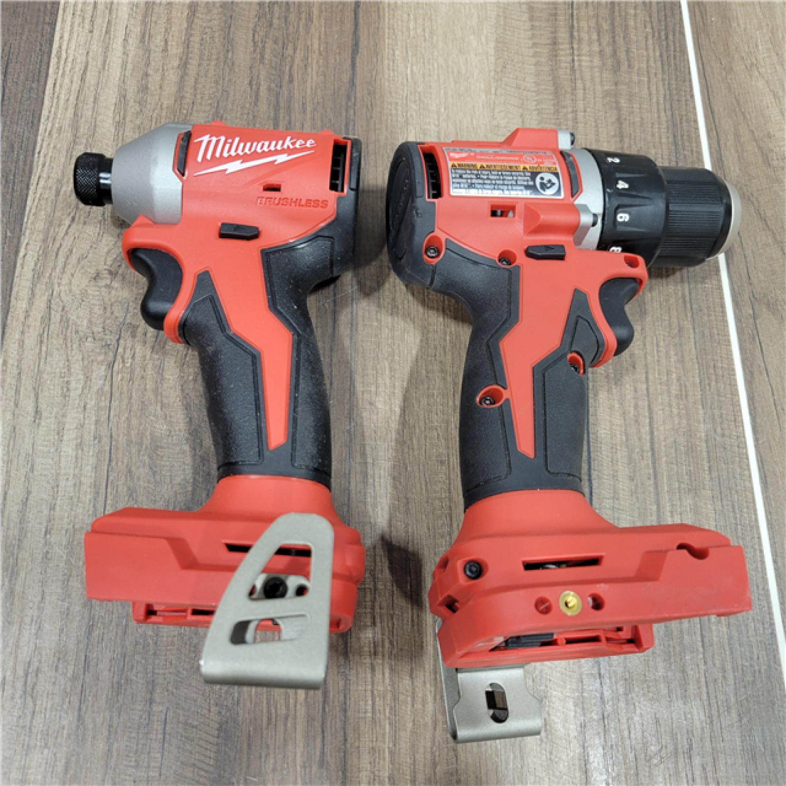 AS-IS Milwaukee M18 18V Lithium-Ion Brushless Cordless Compact Drill/Impact Combo Kit (2-Tool) W/(2) 2.0 Ah Batteries, Charger & Bag