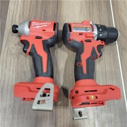 AS-IS Milwaukee M18 18V Lithium-Ion Brushless Cordless Compact Drill/Impact Combo Kit (2-Tool) W/(2) 2.0 Ah Batteries, Charger & Bag