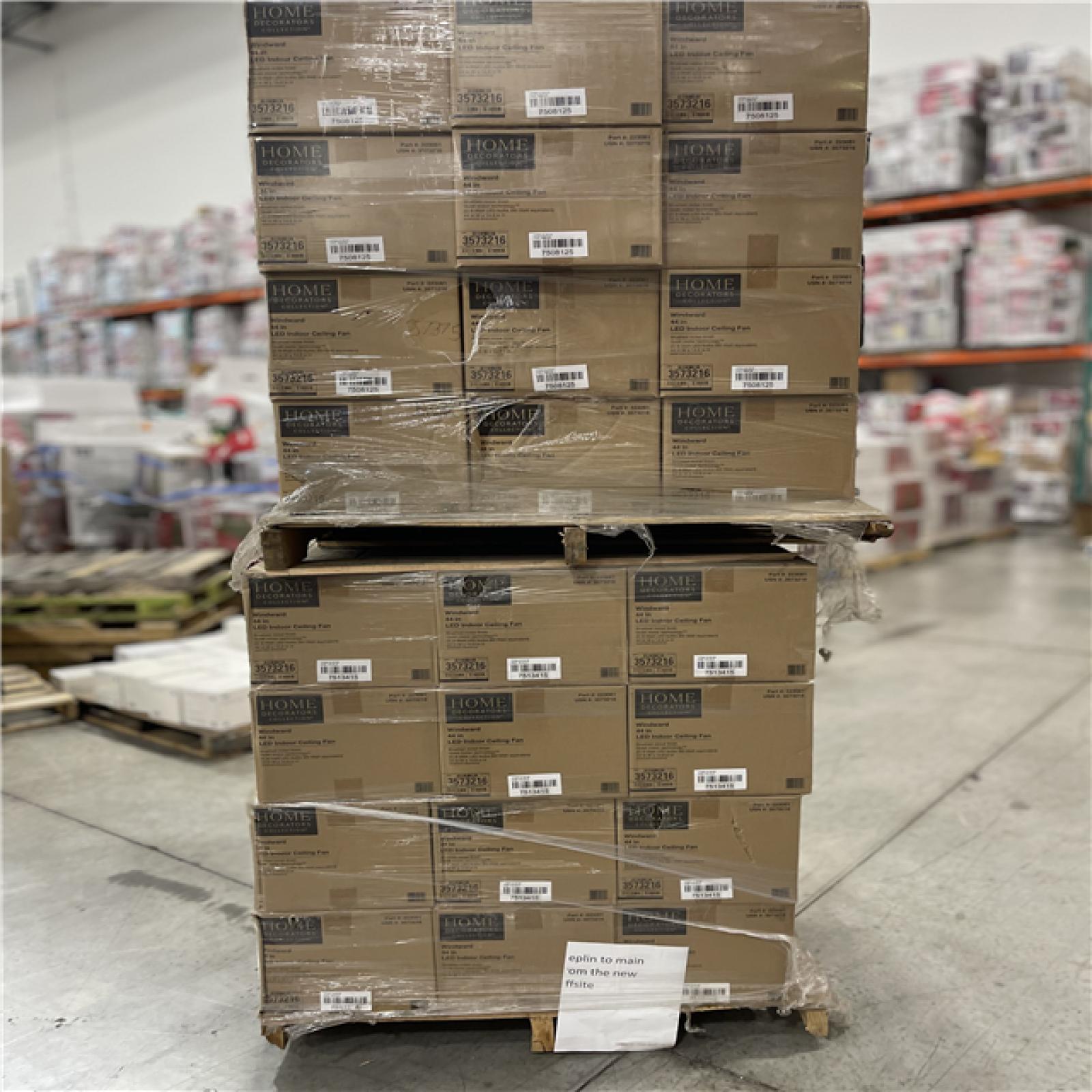 DALLAS LOCATION - Home Decorators Collection Windward 44 in. LED Brushed Nickel Ceiling Fan with Light Kit PALLET-(48 UNITS)