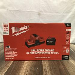 NEW- Milwaukee 18V Lithium-Ion REDLITHIUM FORGE 8.0 Ah Battery Pack with 18V Dual Bay Simultaneous Super Charger