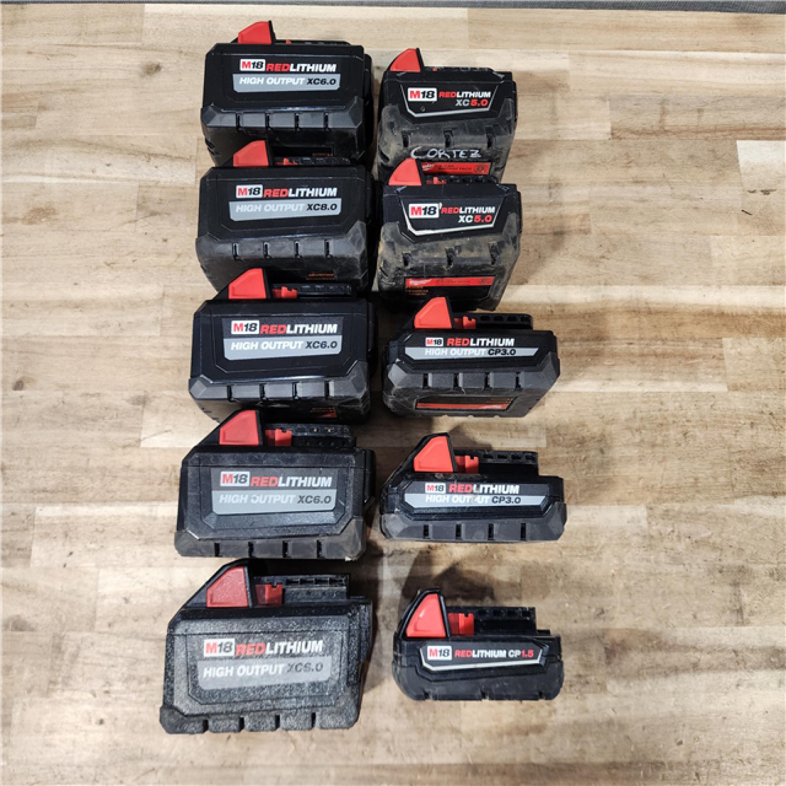 HOUSTON LOCATION - AS-IS MILWAUKEE BATTERY PACK QTY - 10