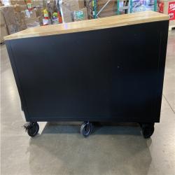 DALLAS LOCATION - Husky 61 in. W x 23 in. D Heavy Duty 15-Drawer Mobile Workbench Tool Chest with Solid Wood Top in Matte Black