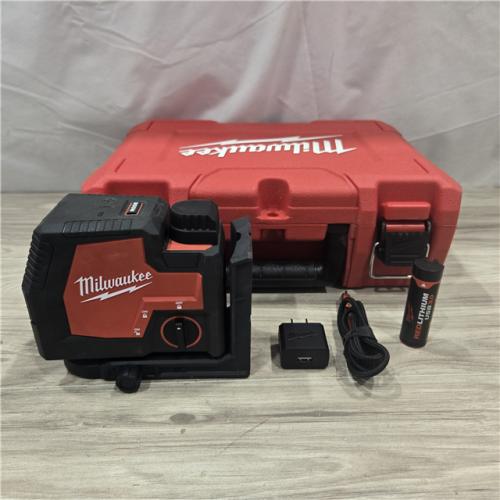 AS-IS MILWAUKEE 100 Ft. REDLITHIUM USB Green Rechargeable Cross Line Laser Level
