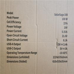 Phoenix NEW Jackery SolarSaga 100-Watt Portable Solar Panel for Explorer 290/550/880/1000/1500 Power Station with built-in 2 USB Outputs