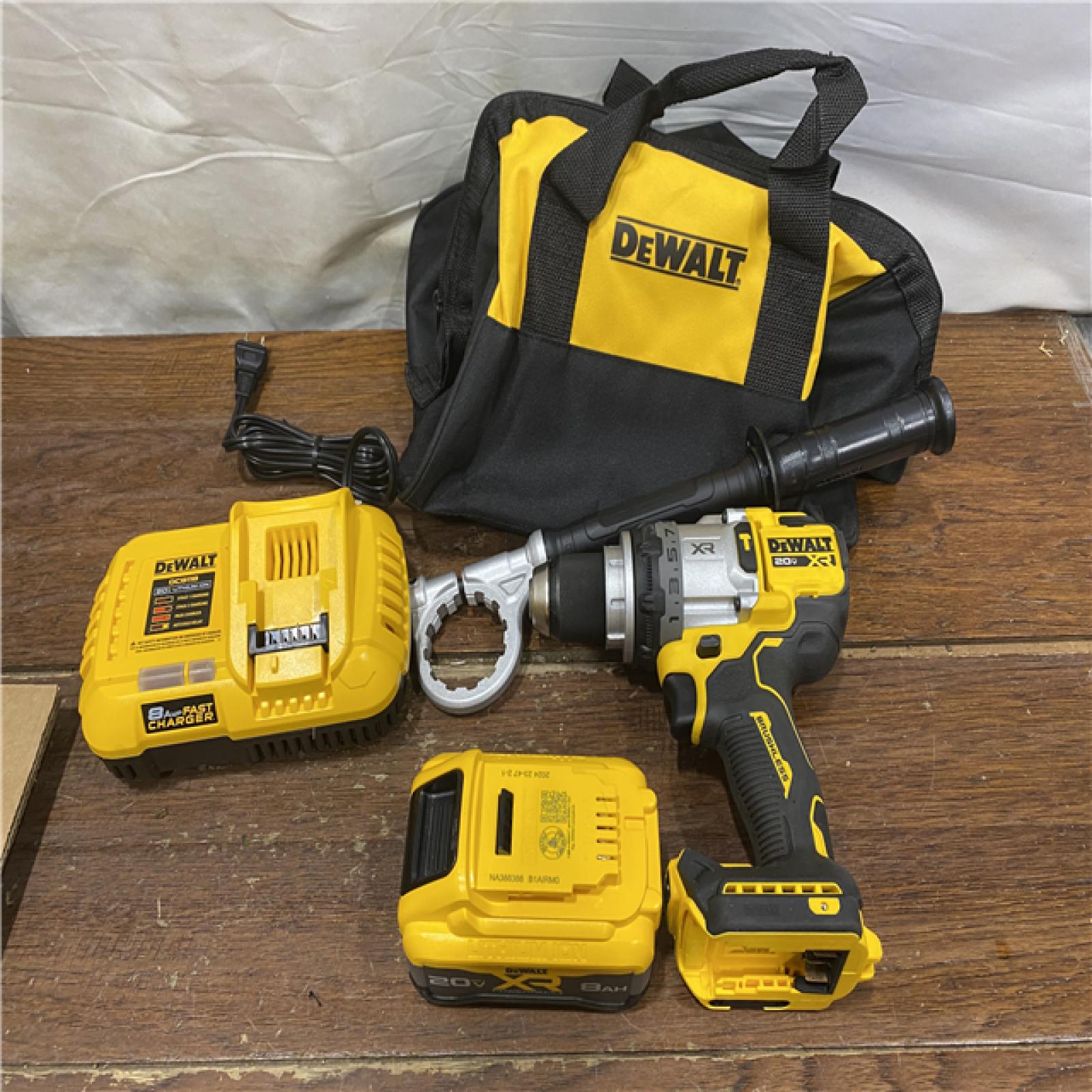 AS-IS DEWALT 20V XR Lithium-Ion Cordless Hammer Drill Kit with 8.0 Ah Battery, Charger and Kit Bag