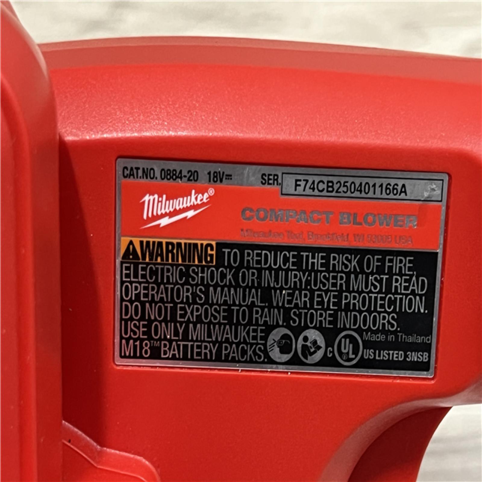 AS-IS Milwaukee Electric Tools 0884-20 Milwaukee M18 Compact Blower [bare Tool]