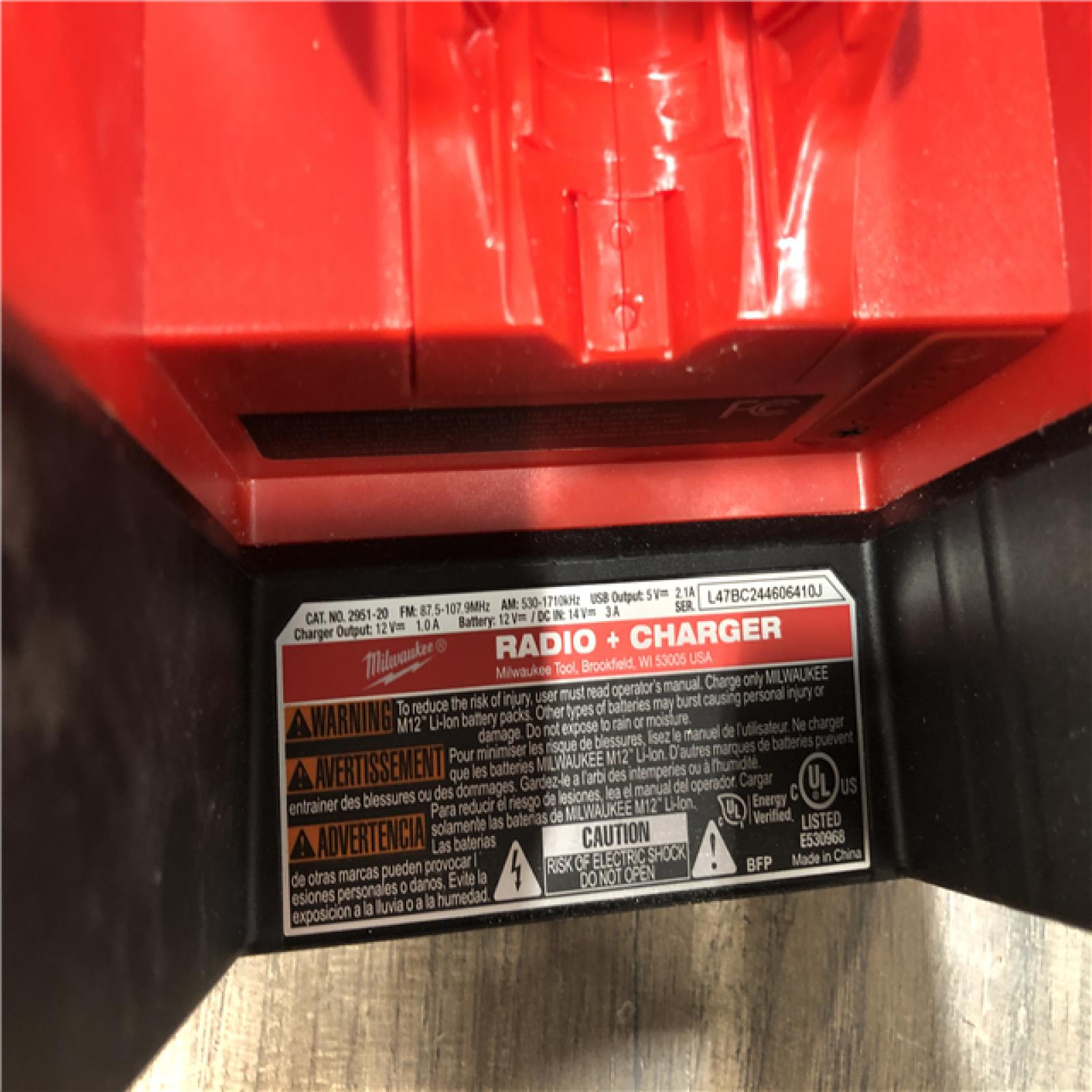 AS-IS Milwaukee 12-Volt Lithium-Ion Cordless Bluetooth/AM/FM Jobsite Radio with Charger