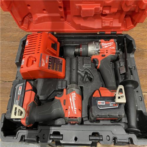 AS-IS MILWAUKEE M18 FUEL 18V Lithium-Ion Brushless Cordless Hammer Drill and Impact Driver Combo Kit (2-Tool) with 2 Batteries