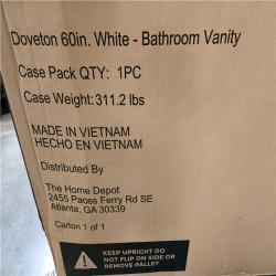Phoenix NEW Home Decorators Collection Doveton 60 in. Double Sink Freestanding White Bath Vanity with White Engineered Marble Top (Assembled) (SEALED)