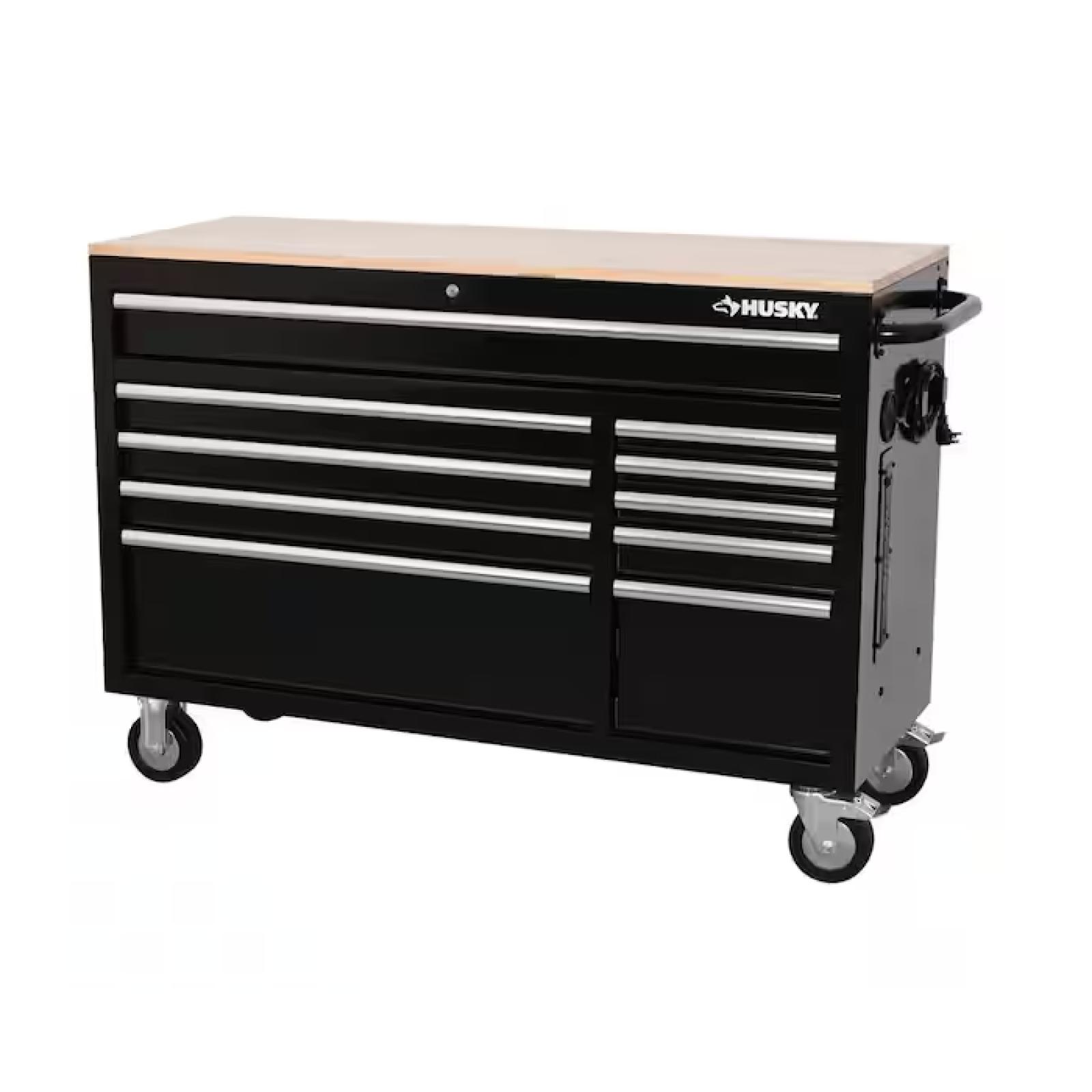 DALLAS LOCATION - Husky Modular Tool Storage 52 in. W x 20 in. D Standard Duty Black Mobile Workbench Cabinet