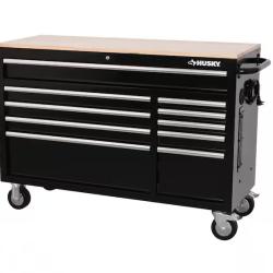 DALLAS LOCATION - Husky Modular Tool Storage 52 in. W x 20 in. D Standard Duty Black Mobile Workbench Cabinet