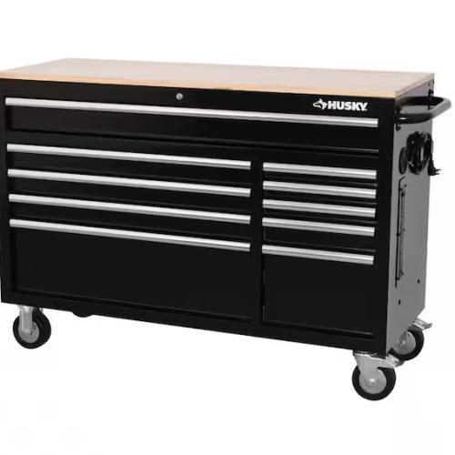 DALLAS LOCATION - Husky Modular Tool Storage 52 in. W x 20 in. D Standard Duty Black Mobile Workbench Cabinet