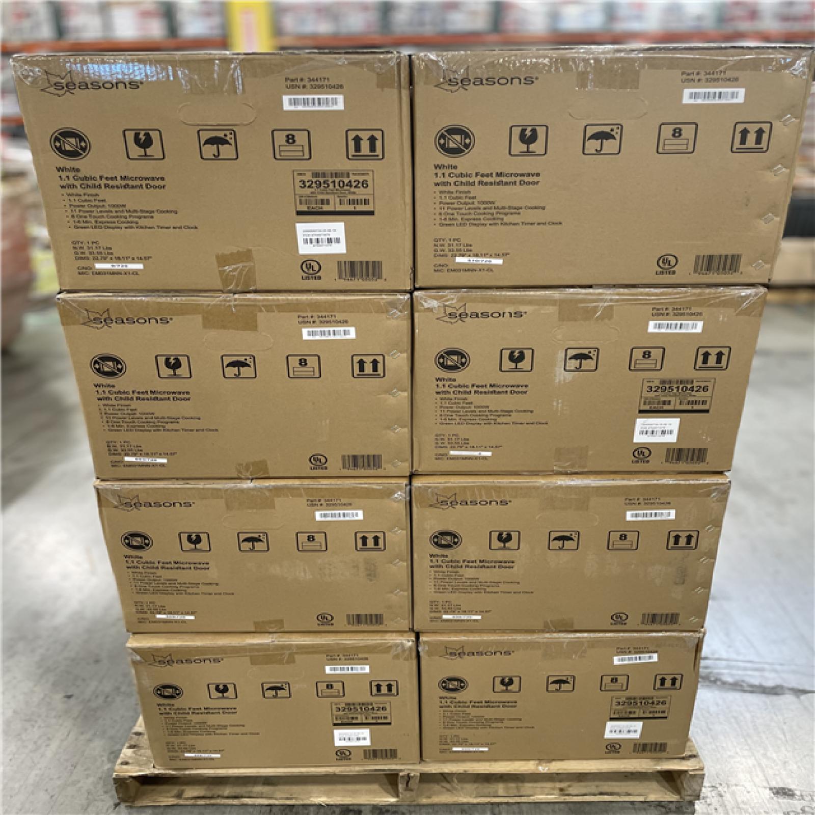 DALLAS LOCATION- Seasons 1.1 Cf White Microwave PALLET (16 UNITS)